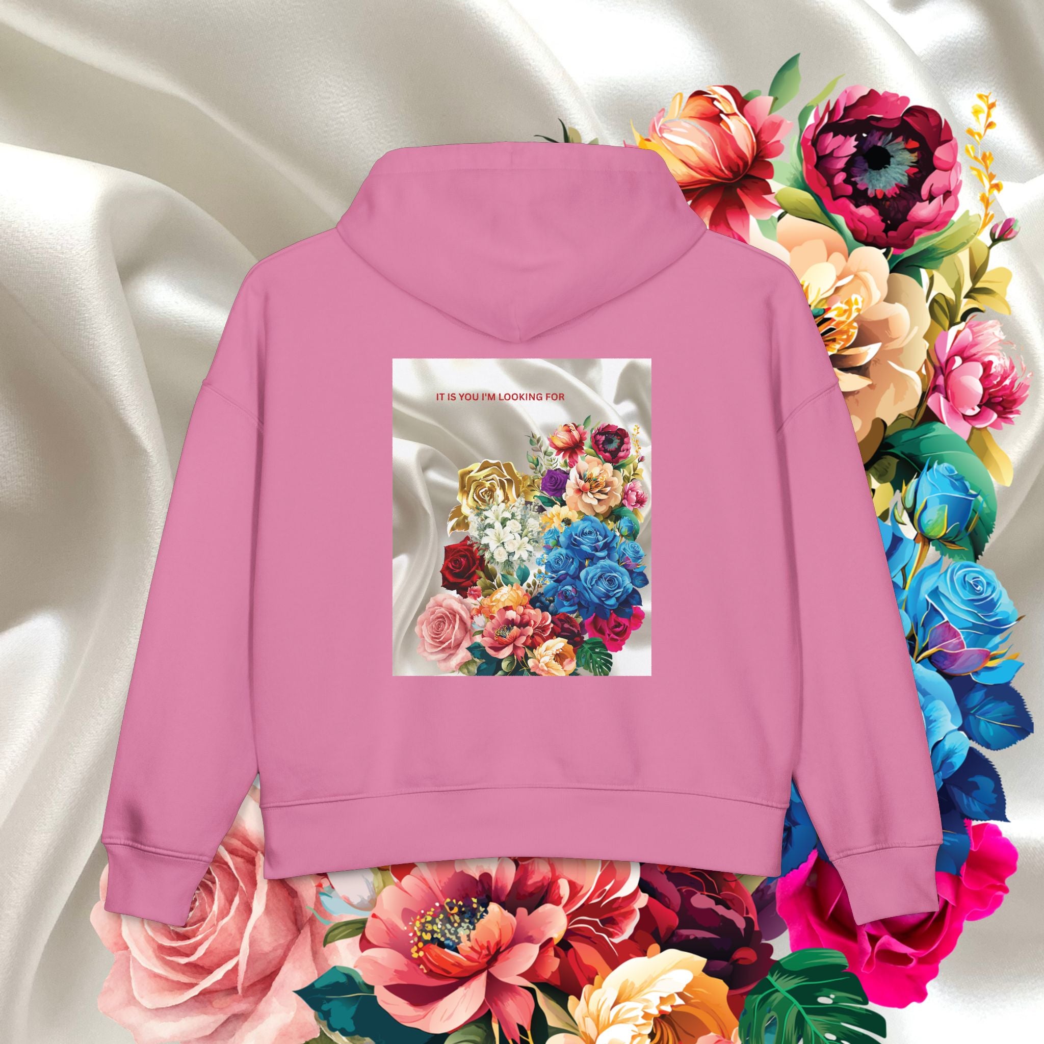 Floral Silk-Front & Back Hoodie — Vibrant Bouquet Graphic Women’s Hoodie