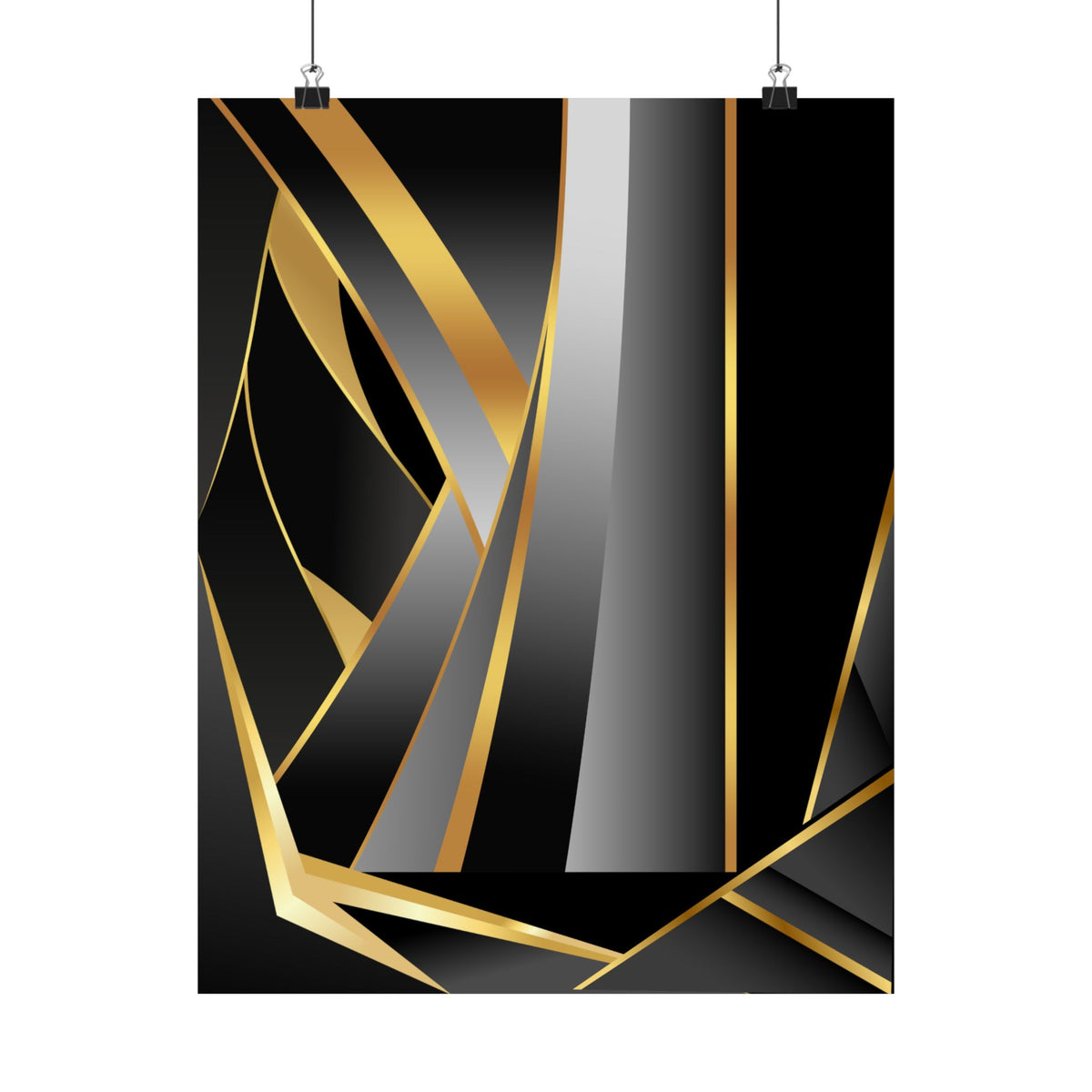 The Art of Dimensions   Matte Vertical Poster — Black & Gold Abstract Geometric Wall Art