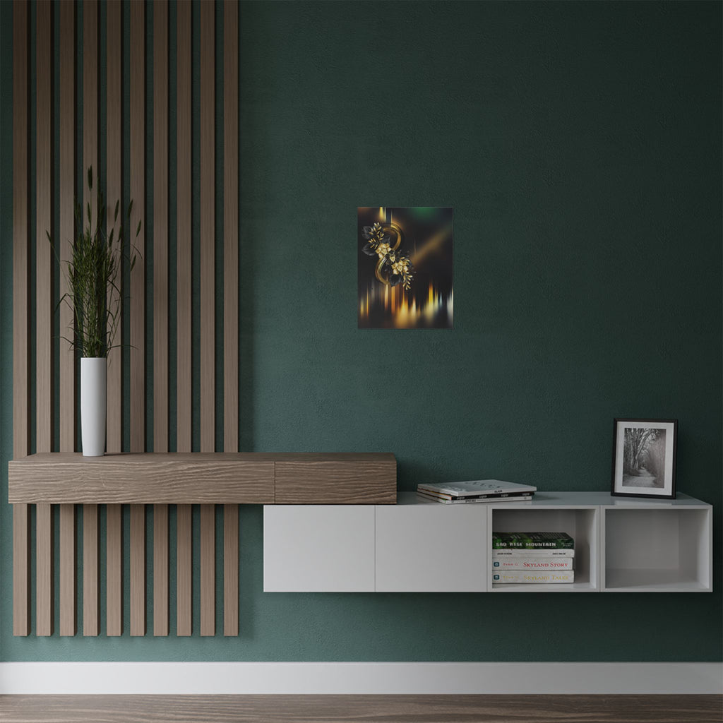 "The Illusions of Art"  Satin Poster – Elegant Gold Floral Number 8 Print (300gsm)