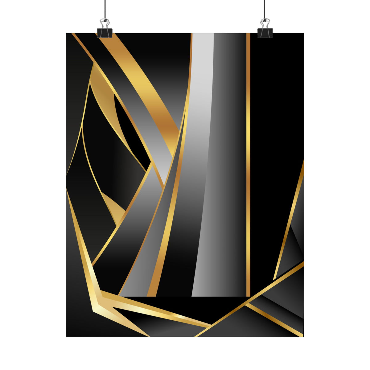 The Art of Dimensions   Matte Vertical Poster — Black & Gold Abstract Geometric Wall Art