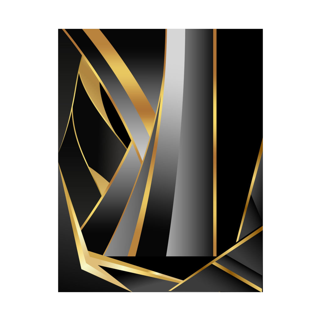 The Art of Dimensions   Matte Vertical Poster — Black & Gold Abstract Geometric Wall Art