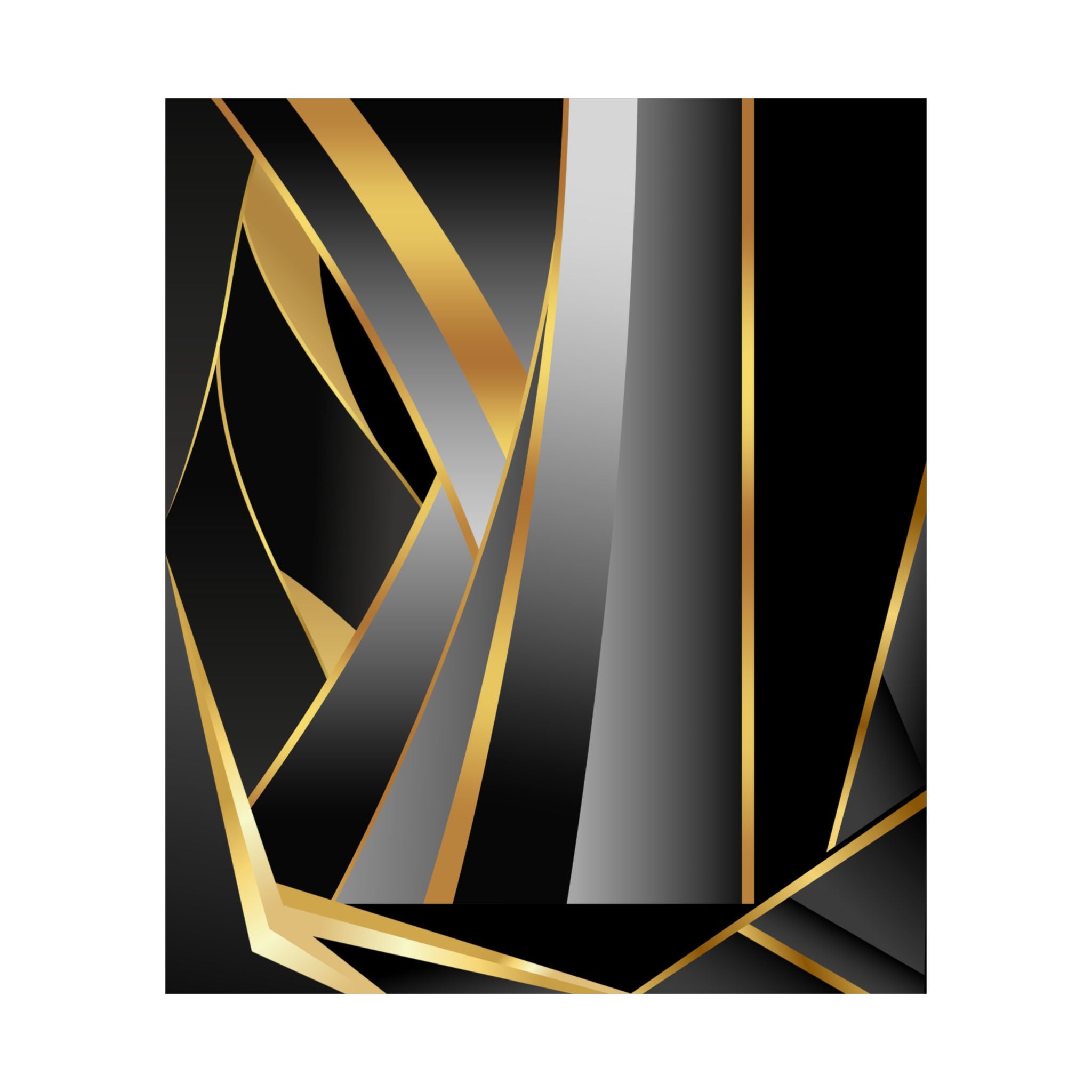 The Art of Dimensions   Matte Vertical Poster — Black & Gold Abstract Geometric Wall Art