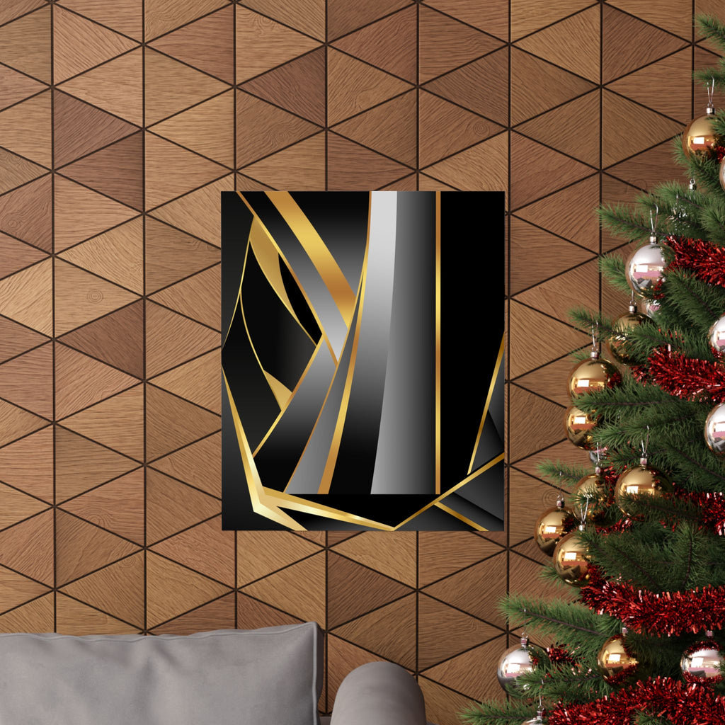 The Art of Dimensions   Matte Vertical Poster — Black & Gold Abstract Geometric Wall Art