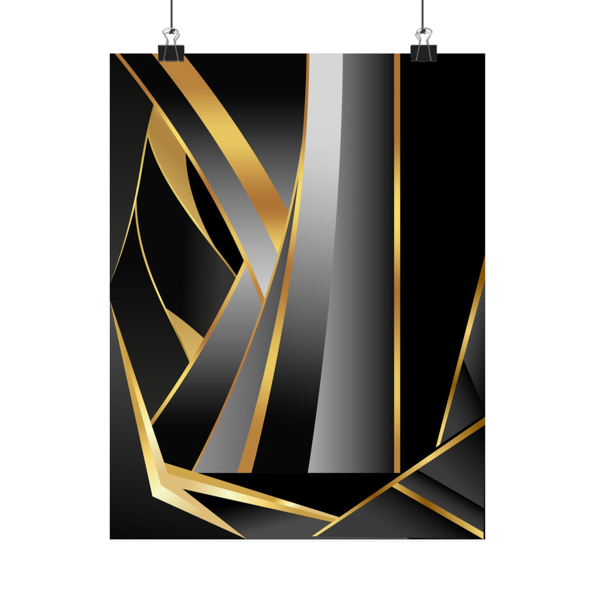 The Art of Dimensions   Matte Vertical Poster — Black & Gold Abstract Geometric Wall Art
