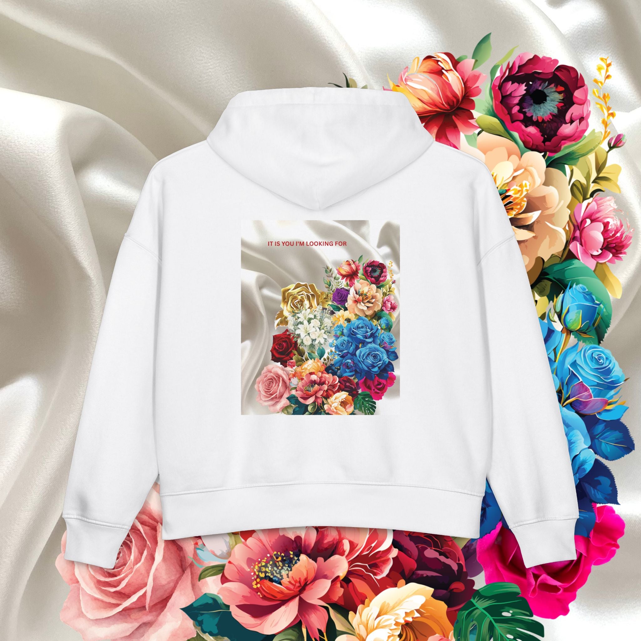 Floral Silk-Front & Back Hoodie — Vibrant Bouquet Graphic Women’s Hoodie