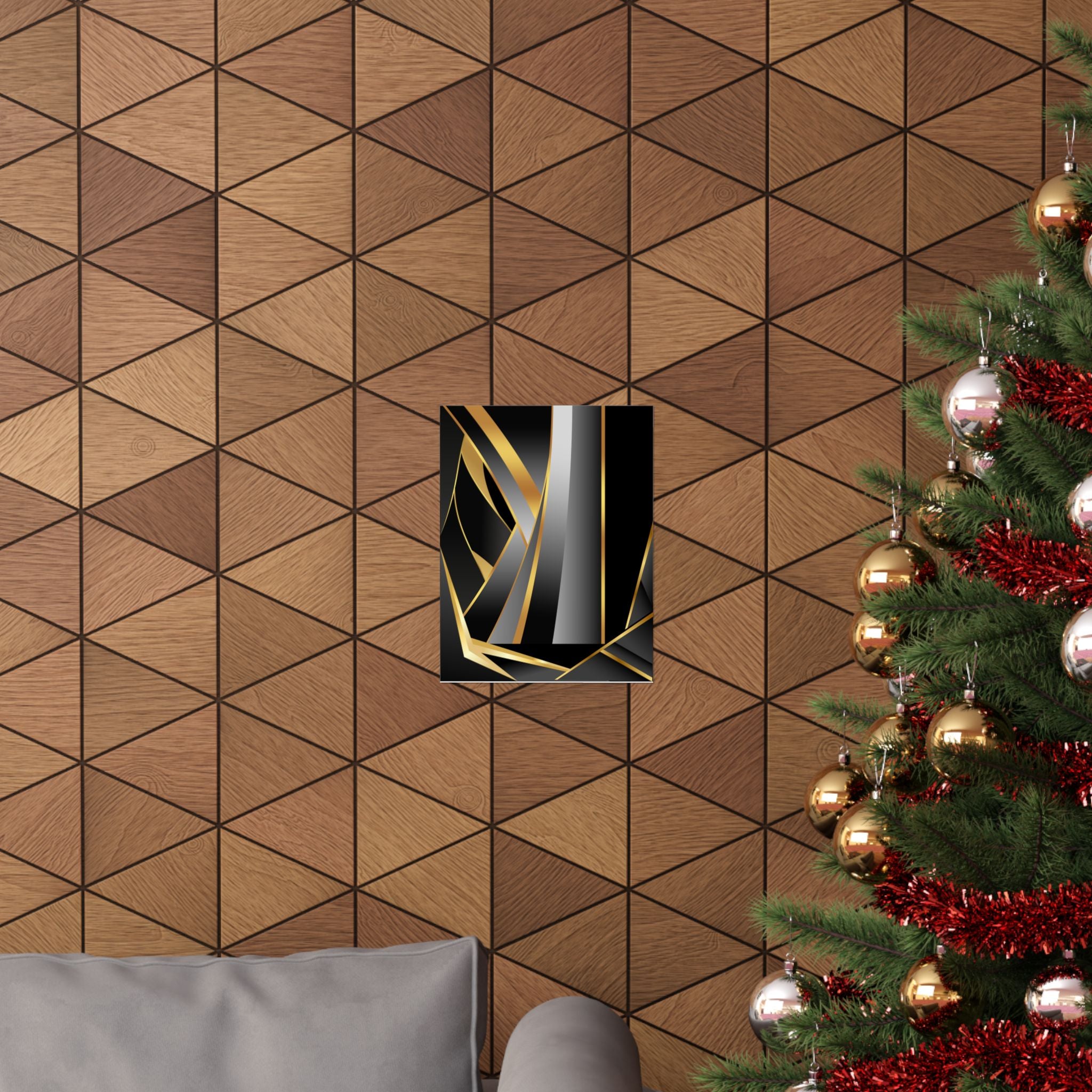 The Art of Dimensions   Matte Vertical Poster — Black & Gold Abstract Geometric Wall Art