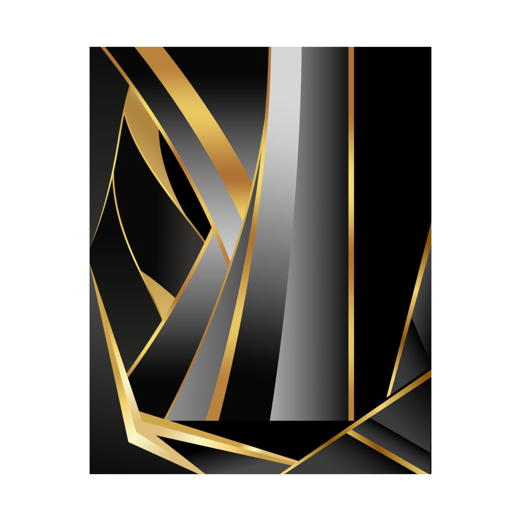 The Art of Dimensions   Matte Vertical Poster — Black & Gold Abstract Geometric Wall Art
