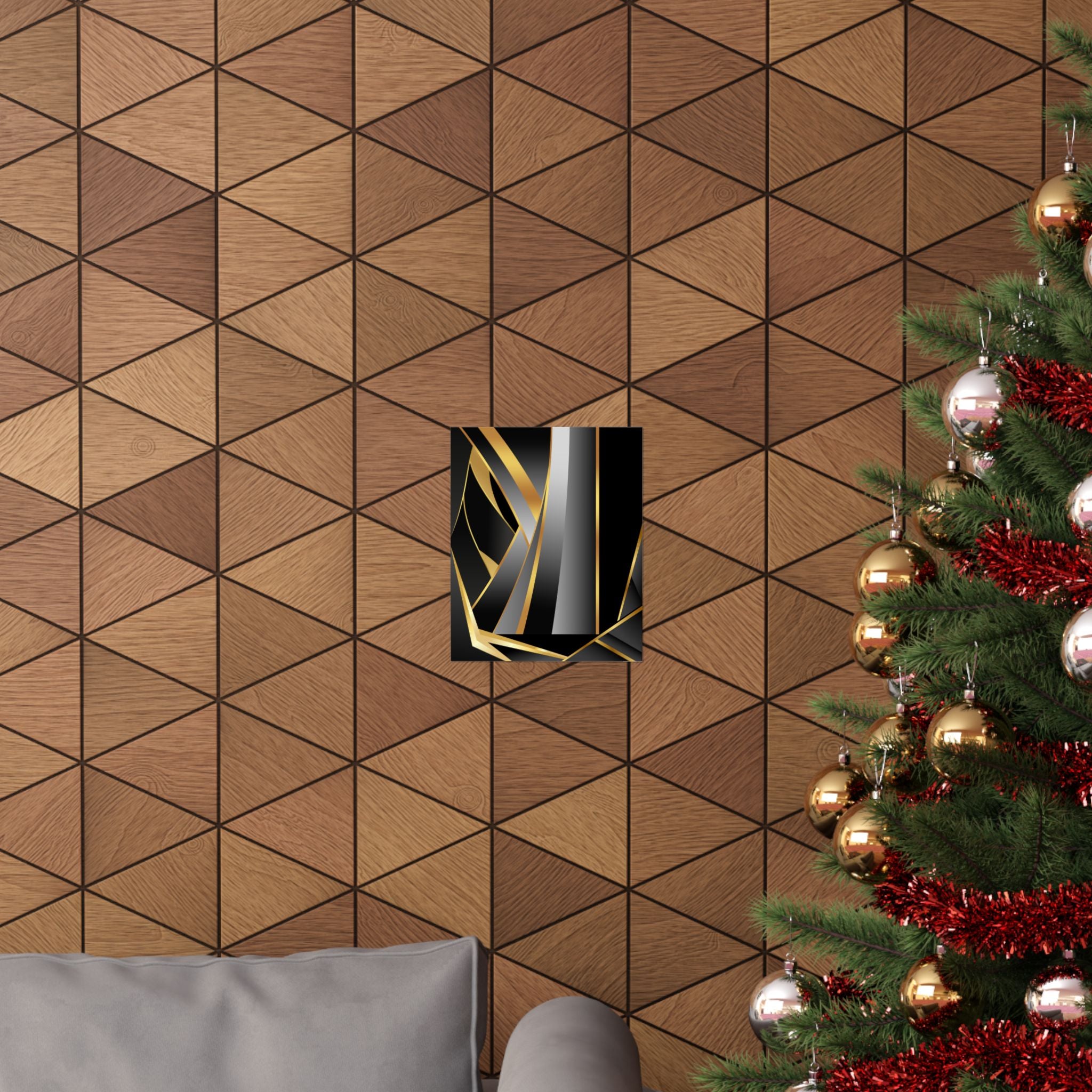 The Art of Dimensions   Matte Vertical Poster — Black & Gold Abstract Geometric Wall Art