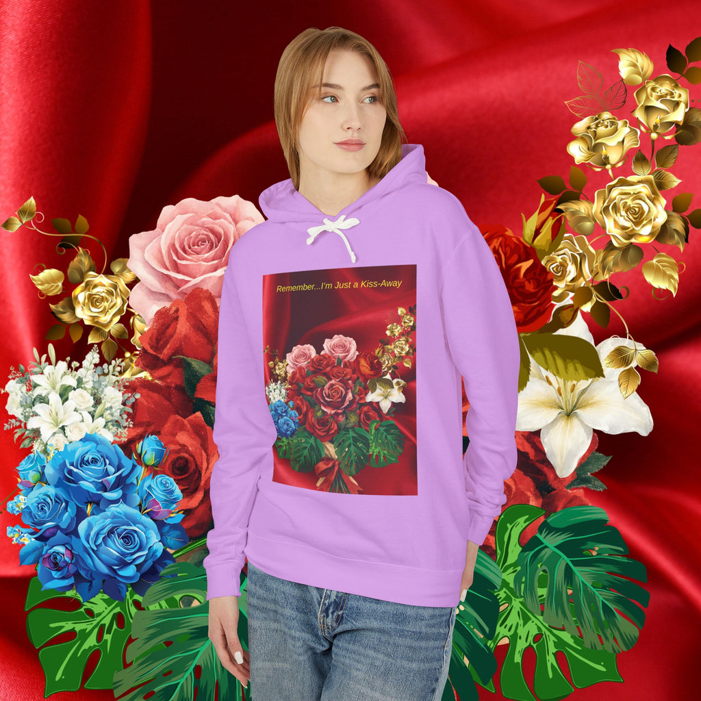 Floral Bouquet Hoodie — "Remember... I'm Just a Kiss-Away" Inspirational Floral Pullover