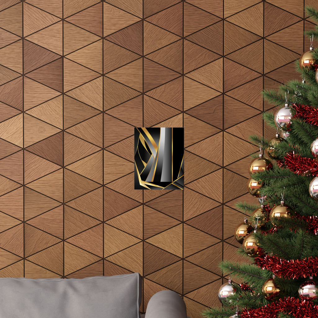 The Art of Dimensions   Matte Vertical Poster — Black & Gold Abstract Geometric Wall Art