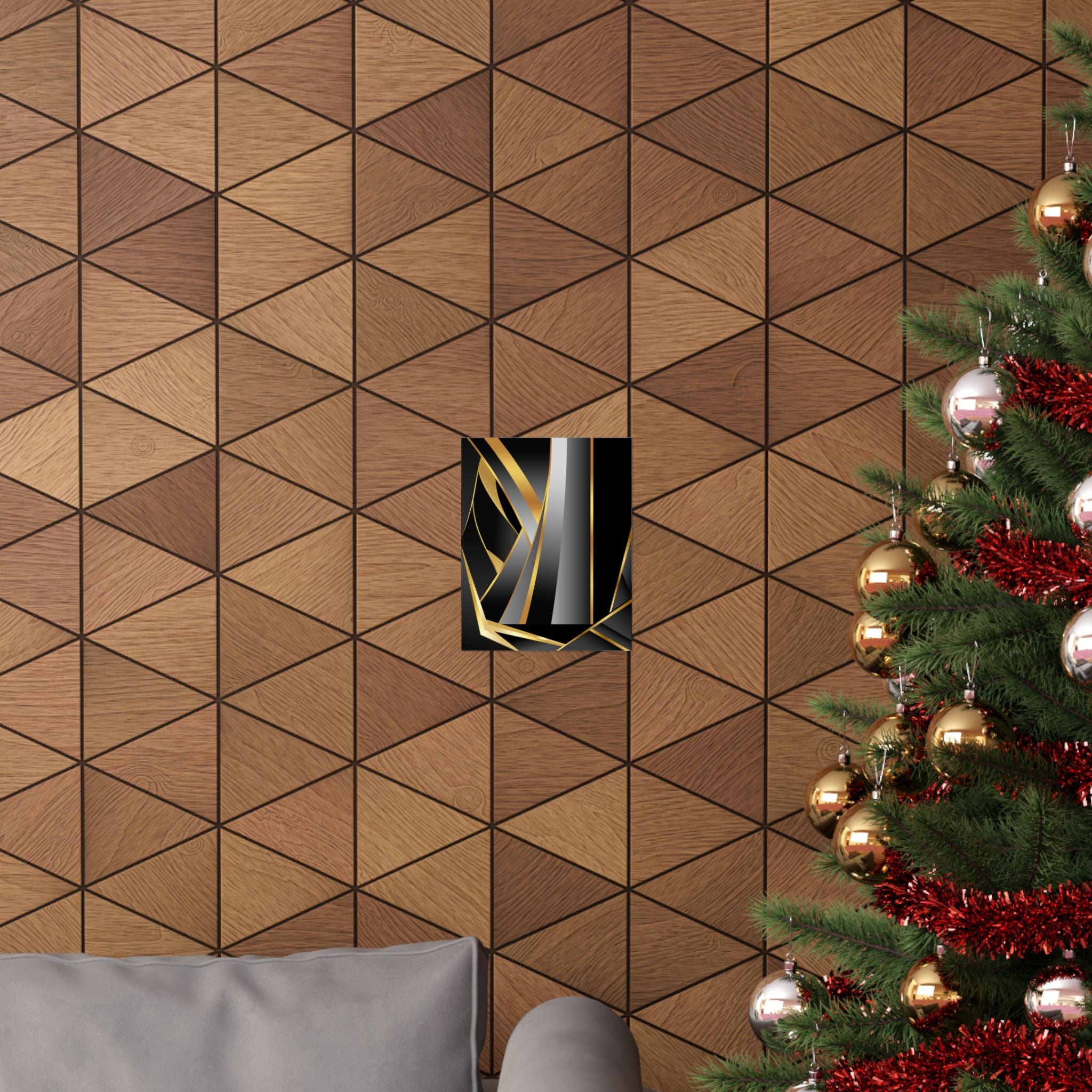 The Art of Dimensions   Matte Vertical Poster — Black & Gold Abstract Geometric Wall Art