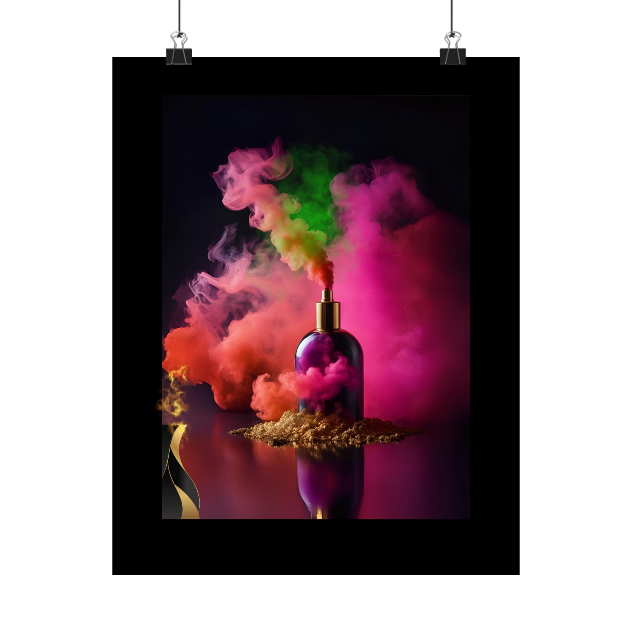 " Genie of Aladdin ."  Satin Poster — Colorful Smoke Perfume Bottle Art Print