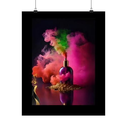 " Genie of Aladdin ."  Satin Poster — Colorful Smoke Perfume Bottle Art Print