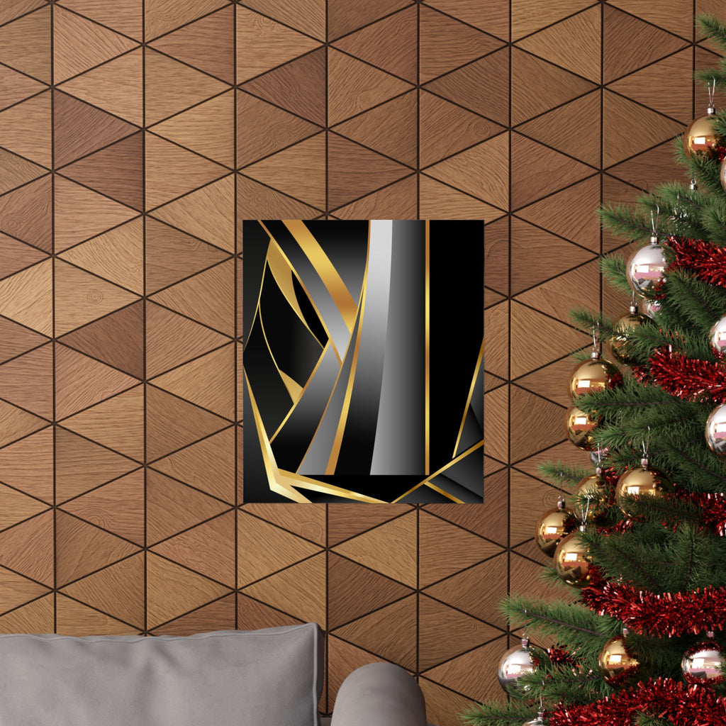 The Art of Dimensions   Matte Vertical Poster — Black & Gold Abstract Geometric Wall Art
