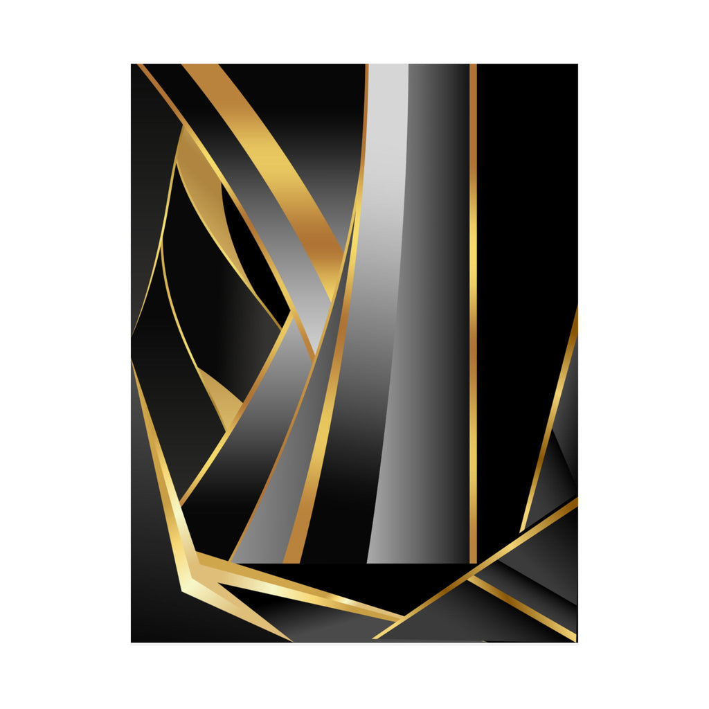 The Art of Dimensions   Matte Vertical Poster — Black & Gold Abstract Geometric Wall Art