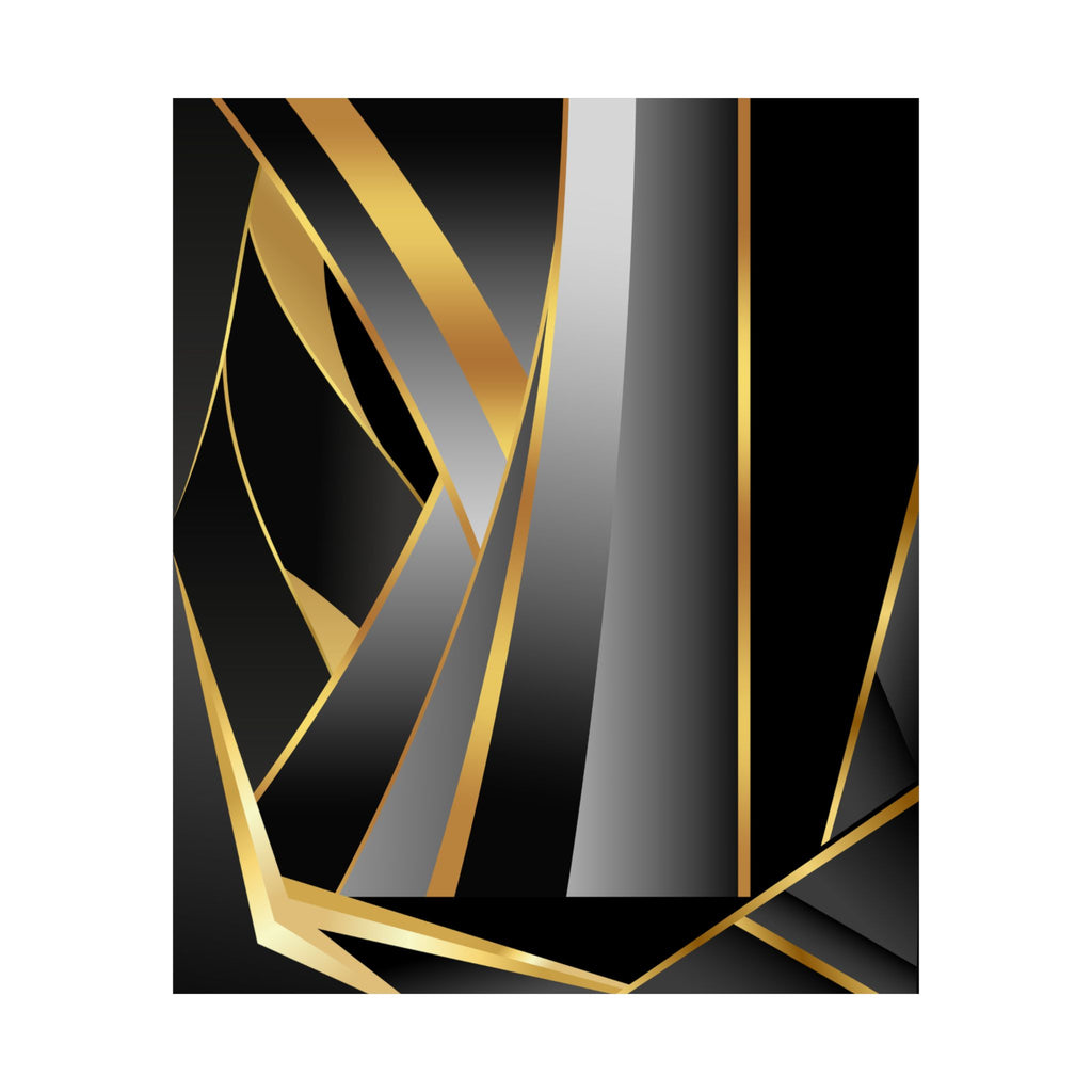 The Art of Dimensions   Matte Vertical Poster — Black & Gold Abstract Geometric Wall Art