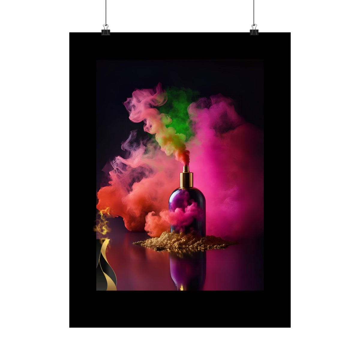" Genie of Aladdin ."  Satin Poster — Colorful Smoke Perfume Bottle Art Print