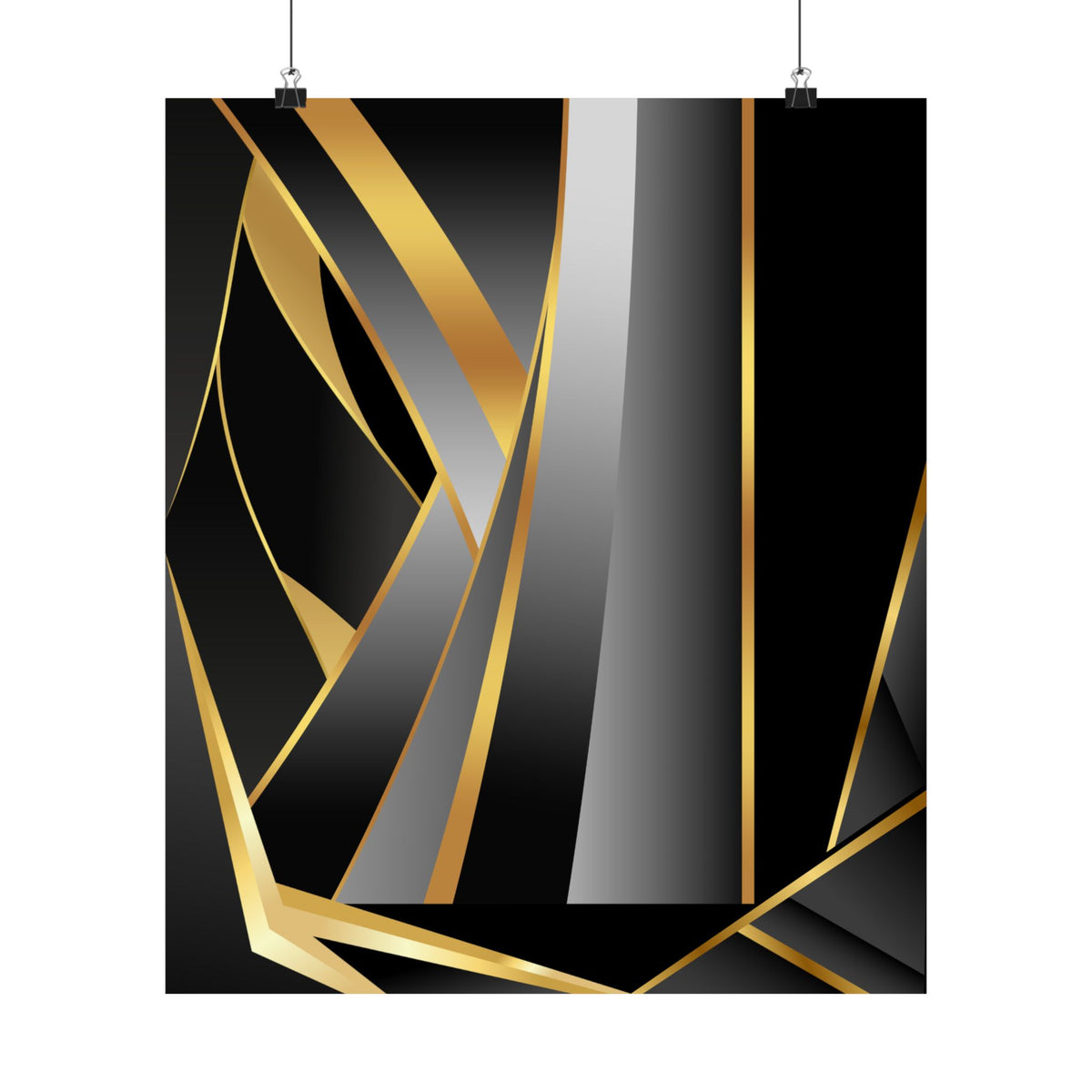 The Art of Dimensions   Matte Vertical Poster — Black & Gold Abstract Geometric Wall Art