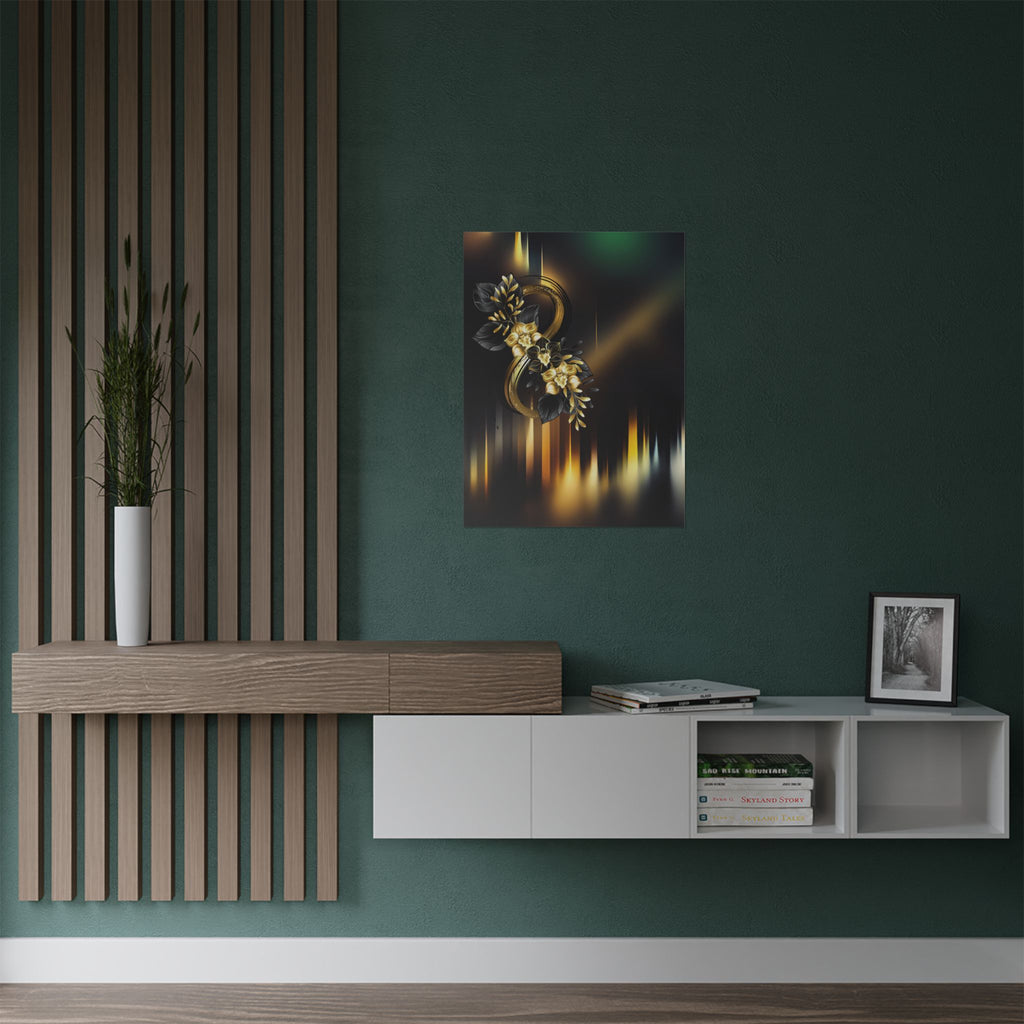 "The Illusions of Art"  Satin Poster – Elegant Gold Floral Number 8 Print (300gsm)